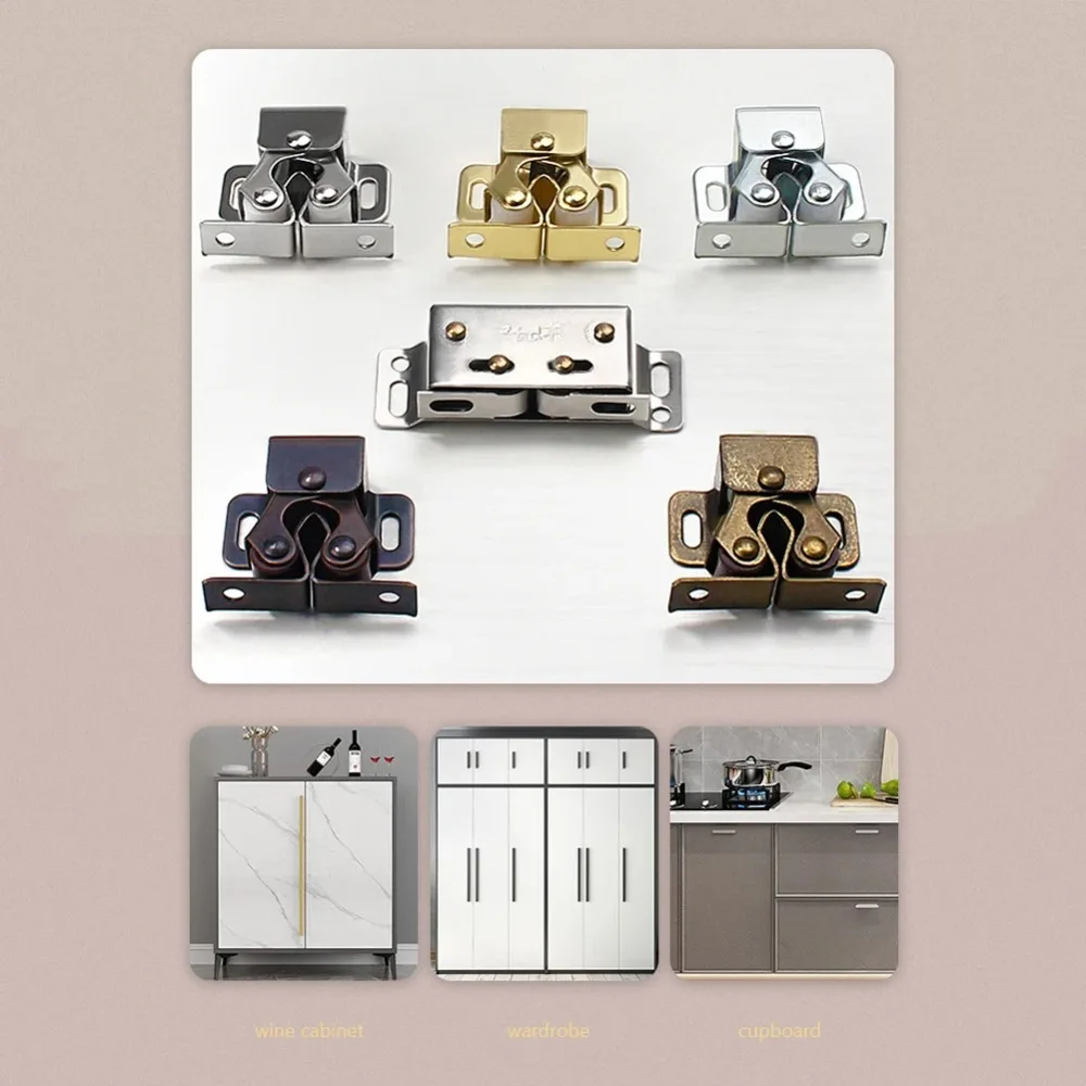 Press The Home Wardrobe Door Buckle Touch The Bead Magnetic Dual Wheel Spring Fixed Lock Buckle Low Foot Cabinet Door Buckle