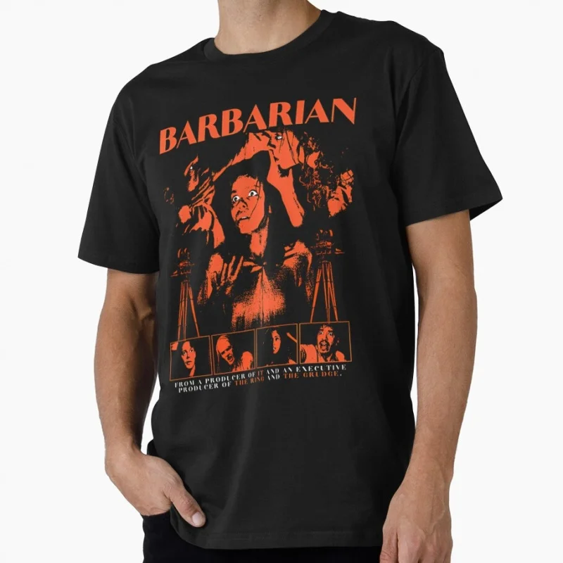

Barbarian Vintage horror movie gift t shirt 0507 Men's 100% cotton O-Neck Short Sleeve Graphic clothes All size tee S-6XL