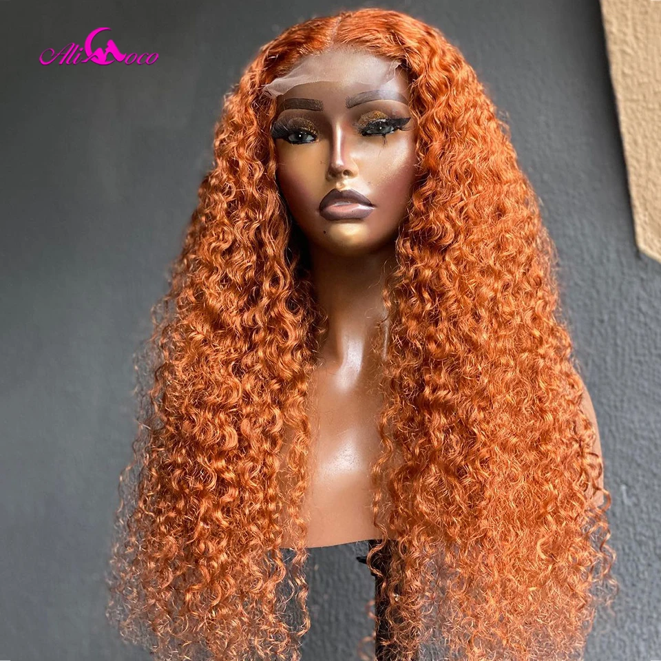 

13x4 13x6 Curly Ginger Orange Lace Front Wigs Human Hair For Women Transparent 5x5 Lace Front Wig 180 Density Pre Plucked