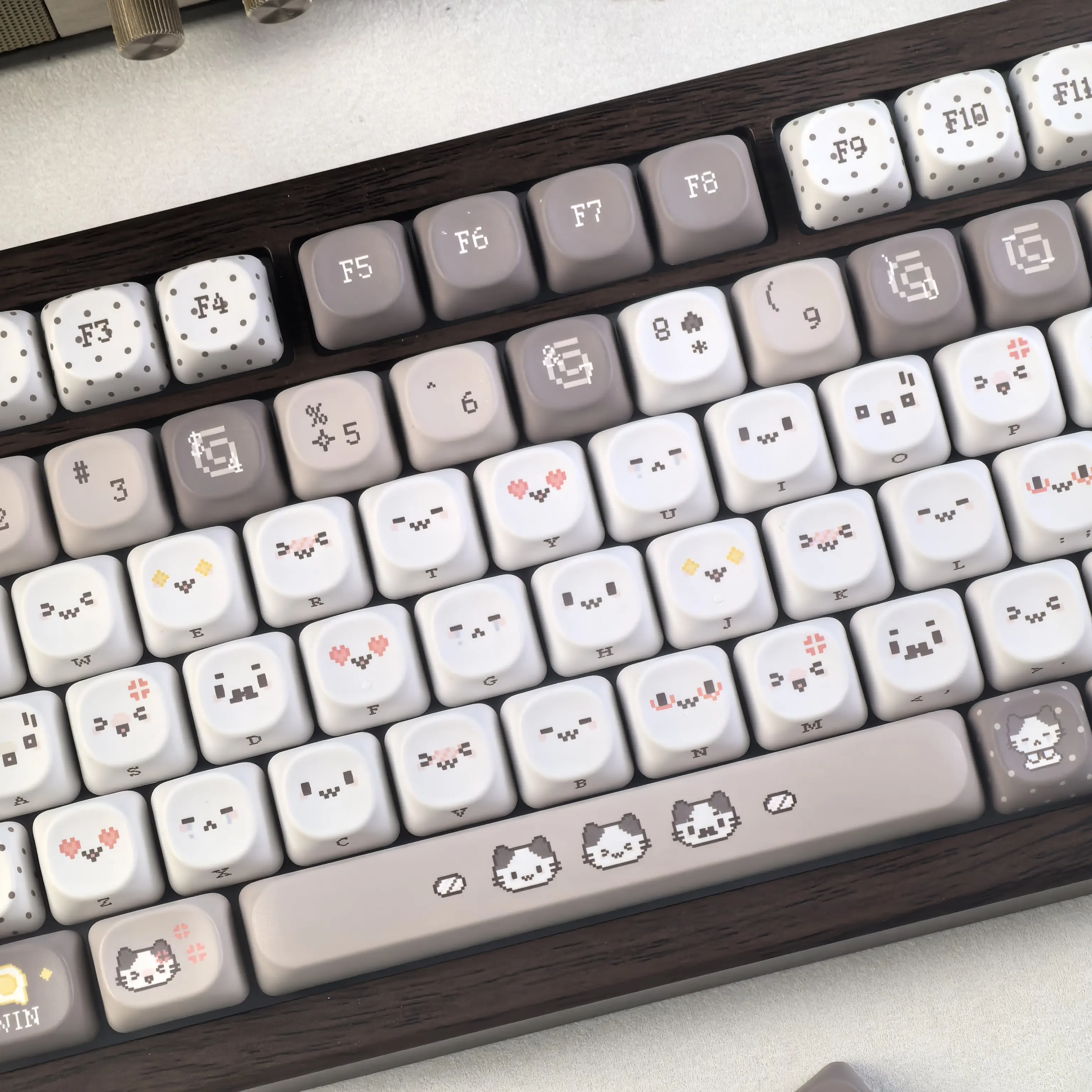 MAIMOOO Grey Cotton Candy Cat Keycaps Cute Moa Cherry High PBT Thermal Sublimation Korean Russian Keyboard Keycaps