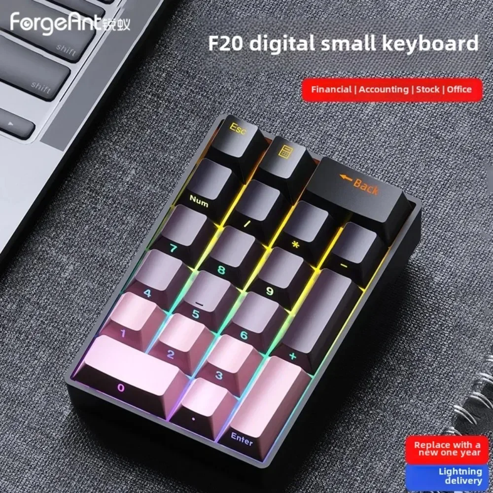 Forgeant F20 Cyfrowa Klawiatura Mechaniczna Mini Przewodowa dla Księgowego Laptopa Zewnętrzna Przenośna Finansowa Biurowa RGB 20 Klawiszy