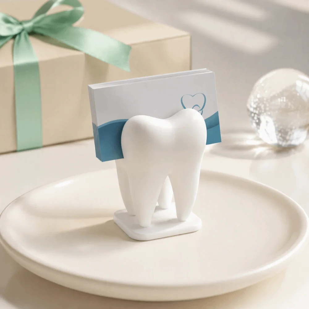 3D Printed Tooth-Shaped Business Card Storage Rack Creative Durable Dentist Business Card Holder Stable White