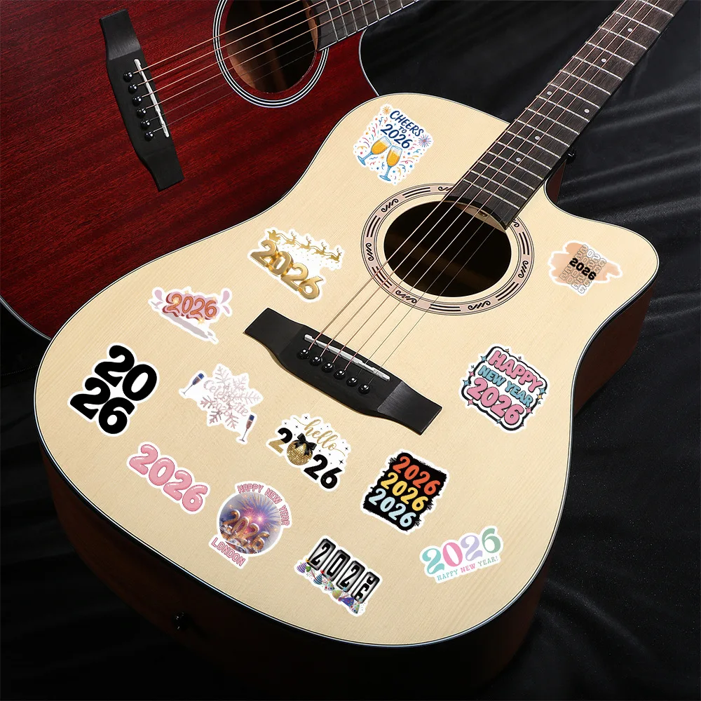 10/54 قطعة 2026 سنة جديدة سعيدة أرقام الإنجليزية رسائل الكرتون الكتابة على الجدران ملصقات الطرف الديكور مهرجان جراب هاتف الأمتعة #6