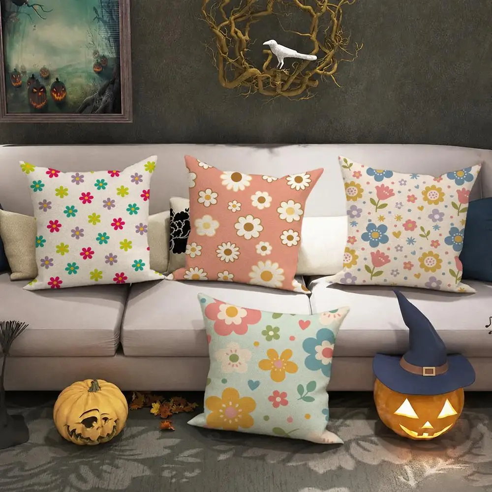 Floral Botanical Decor Cushion Cover Halloween decoration trick or treat cushion cover, ghost, pumpkin head, bat decoration
