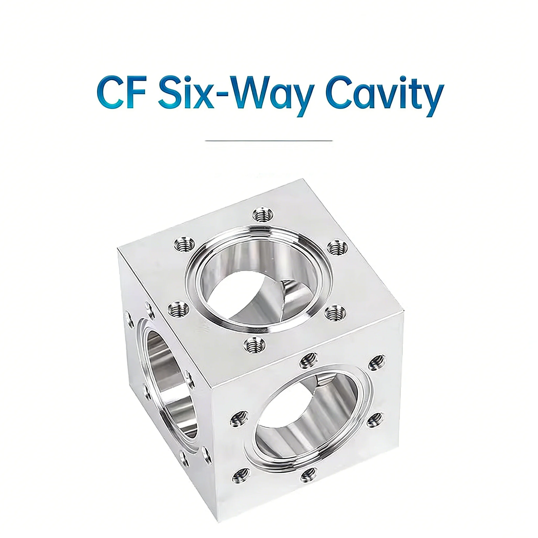 304 stainless steel CF cubic flange integrated knife edge flange high vacuum square six-way square body cavity CF35/CF50/CF63