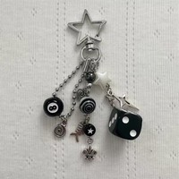 Y2K Handmade Black 8 Billiard Keychain Mini Ball Keychain Resin Pendant Keyring Decorative Jewelry Gift Winner Ball Accessories