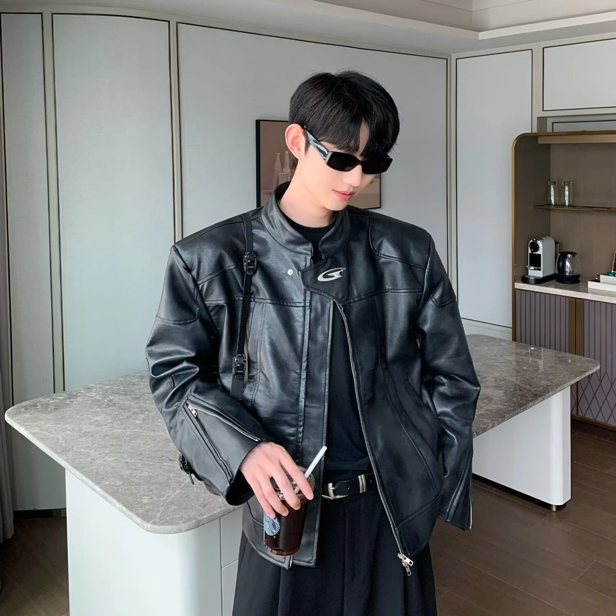 

Spring Autumn Loose Men's Jaet Hip Hop Sle High Street Trend Harajuku Korean Version Casual Coat Stand Fit Long Sve