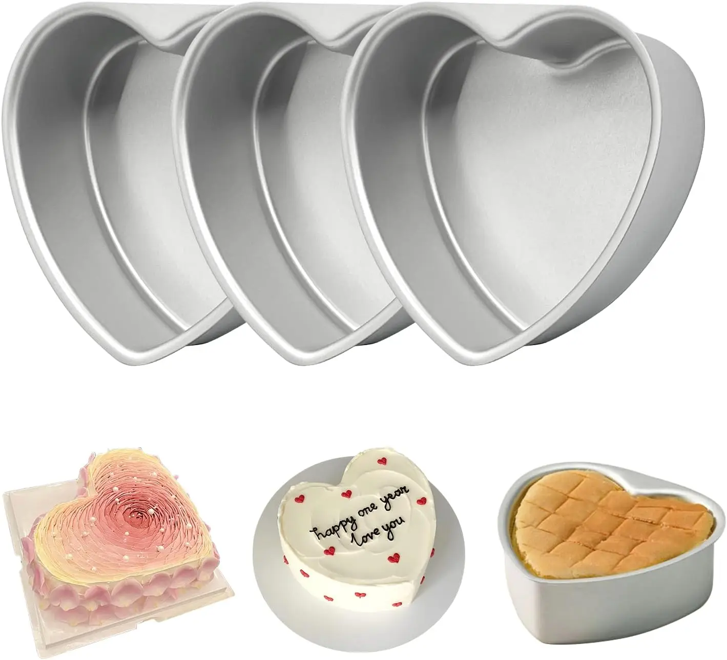 Herzförmige Kuchenform, Aluminium-Backblech, Ofen, DIY, Dessert, antihaftbeschichtete Backform, geeignet für Geburtstagsfeiern, Valentinstag