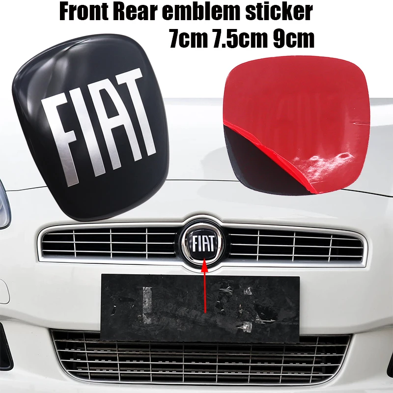 1 pièces 3D noir 9cm 7.5cm 7cm époxy voiture avant grille arrière pare-chocs queue porte coffre emblème autocollant style accessoires pour FIAT