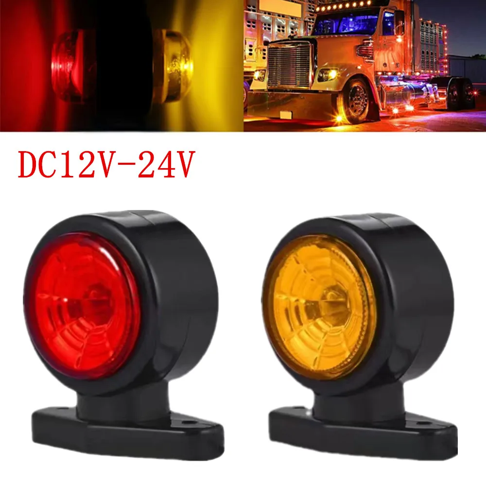 2PCS LED Double Face Truck Side Marker Lights Trailer Light LED Round Double Face Pedestal Fender  Light Tail Light 12-24V