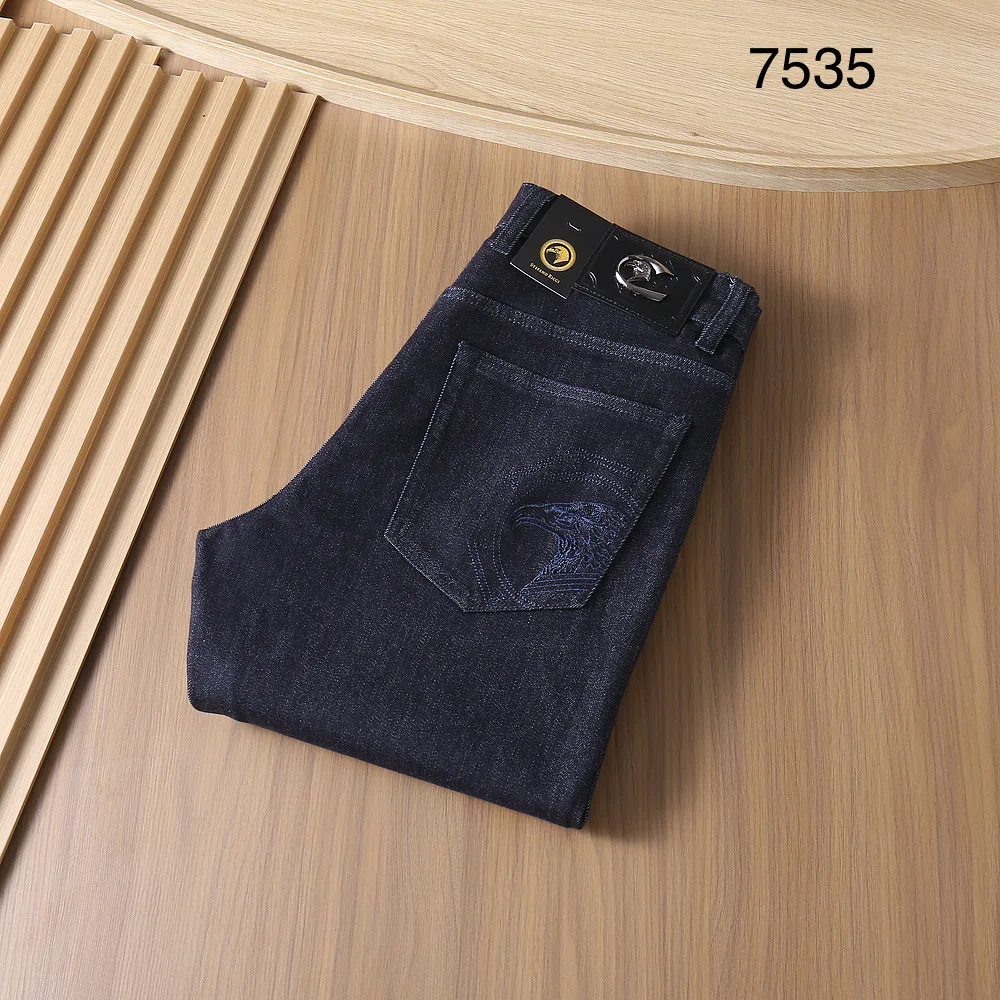 

Comfortable Men's Stefno Rci Denim Jeans Eagle Head Metal Bae Quali Mid-Low Waist hine Embroidered Zipper Closure Casu...