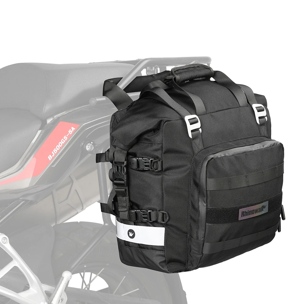 Motorcycle Side Bag Fully Waterproof Inside 20L Expand 30L Universal Hook Saddle Bag With Removable Motorbike Luggage