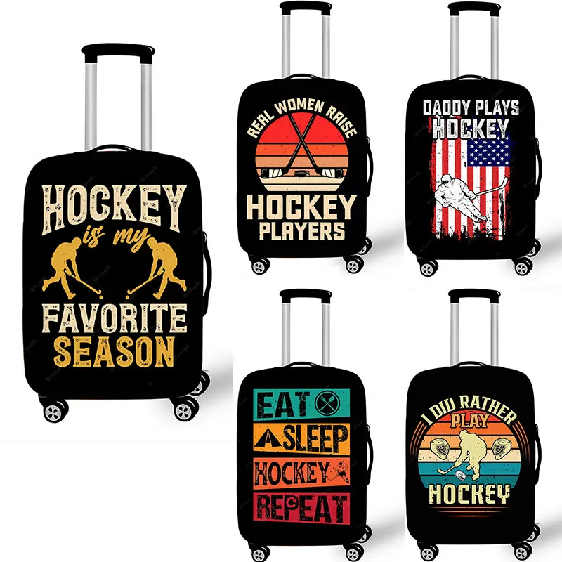 

Hockey Player Print Luggage Cover I Like Hockey and Maybe 3 People Travel Suitcase Protective Cover Elastic Trolley Case Cover