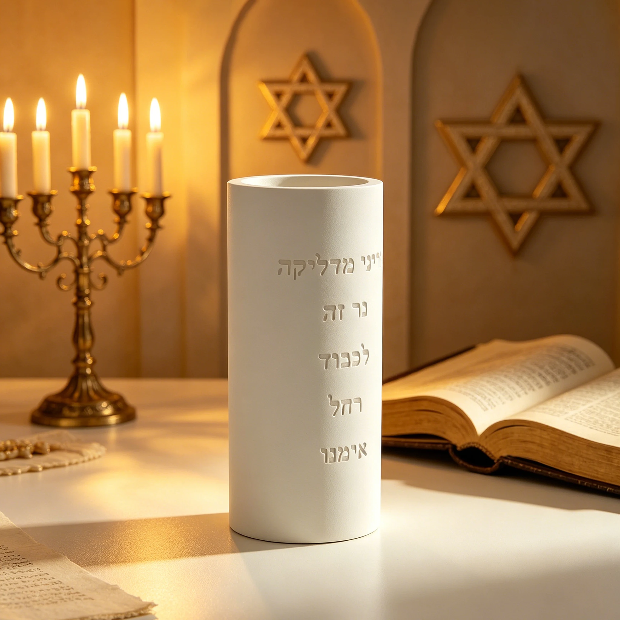

Israeli Jewish Rachel Imenu Candle Holder Mold, Hebrew Memorial Blessing Silicone Mold for DIY Concrete Family Protection Candle
