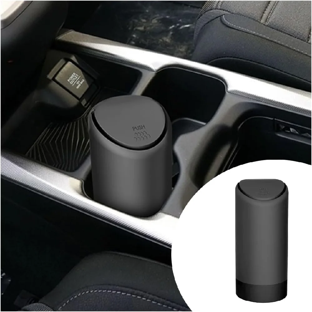 

Car Cup Holder Trash Can Garbage Container with Lid, Leakproof Organizer Dustbin Mini Silicone Garbage Can Portable Trash Bag