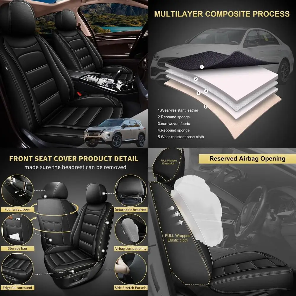 

Car Seat Covers Full Set Custom Fit for Nissan Rogue 2014-2020 Leather Seat Covers Breathable Waterproof Seat Protectors Automot