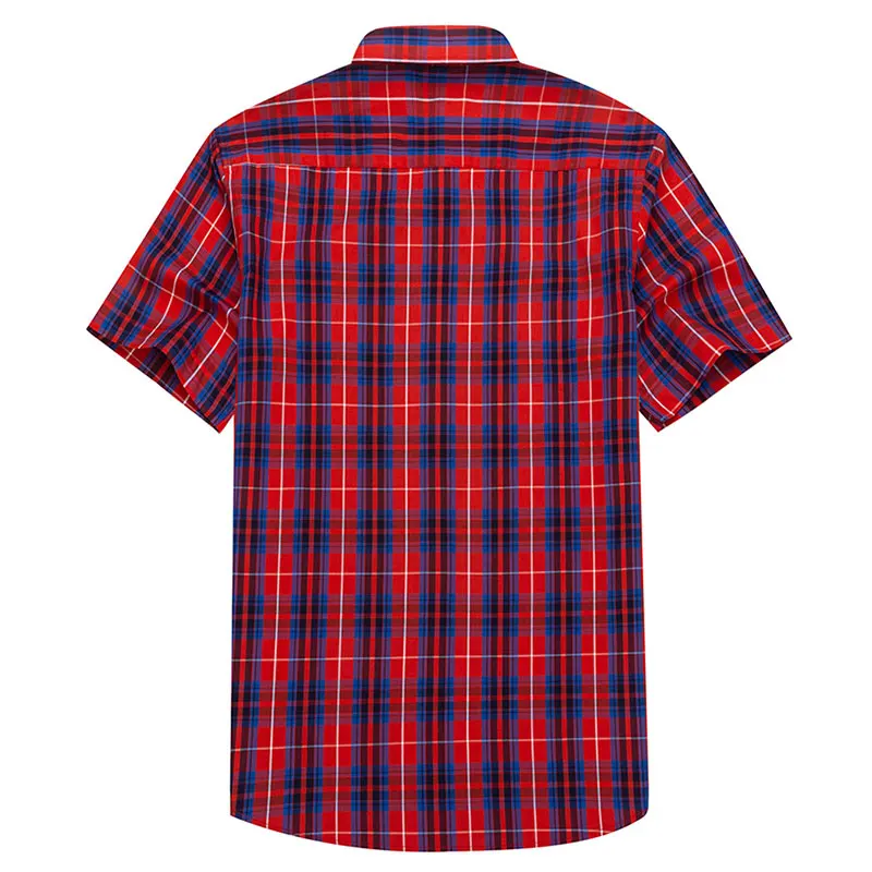 2024 summer thin 100% cotton men\'s short-sleeved plaid personality shirt multi-color multi-lattice type business leisure social