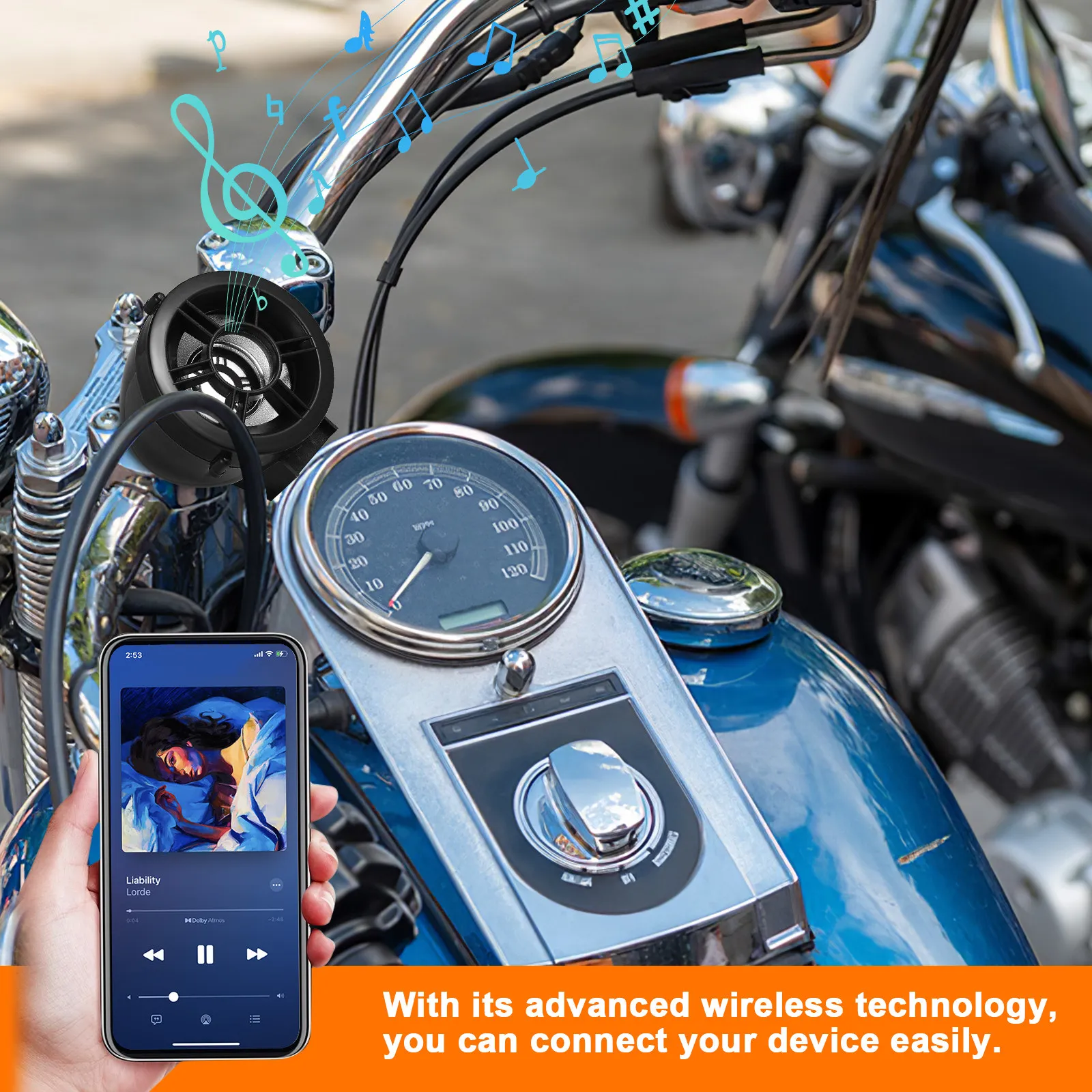

1Set Wireless Motorcycle Speaker Motorcycle Stereo Audio System Easy Install Strong Compatibility Music Playback