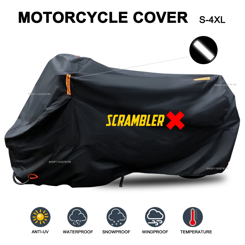 

Motorcycle Cover Waterproof Outdoor All Season Dustproof UV Protective Moto Rain Cover for Ducati Scrambler 400 800 Lcon 1100