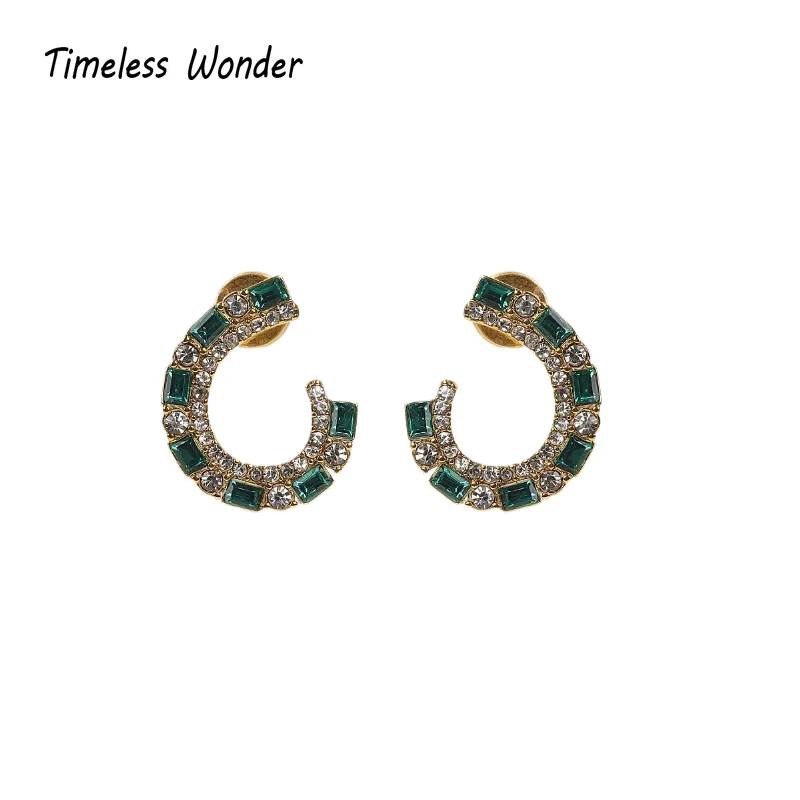 Timeless Wonder Fancy Crystal Zircon Geo Stud Earrings Women Designer Jewelry Trendy Gift Top Classy Simple Neat 5133