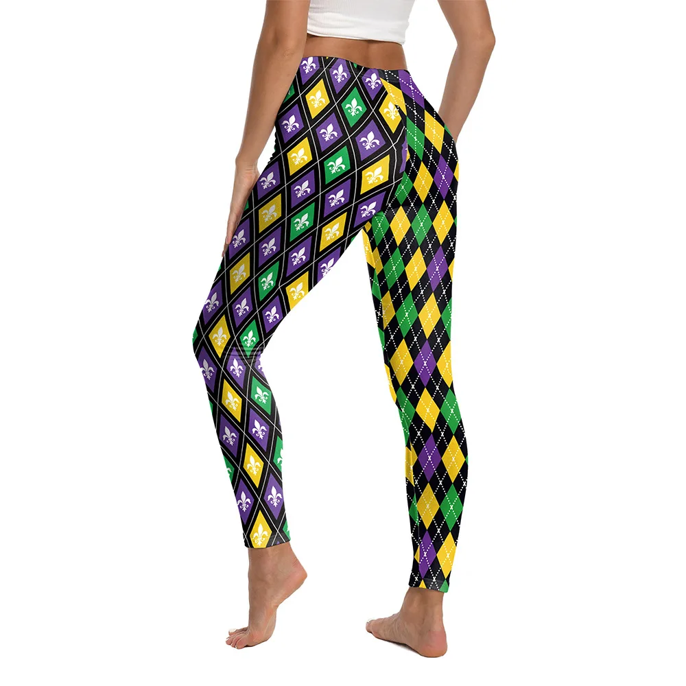 Halloween Cosplay Kostüm Karierte Feder Digital Gedruckt Hosen Sport Yoga Strumpfhosen Karneval Thema Party Outfits für Frauen