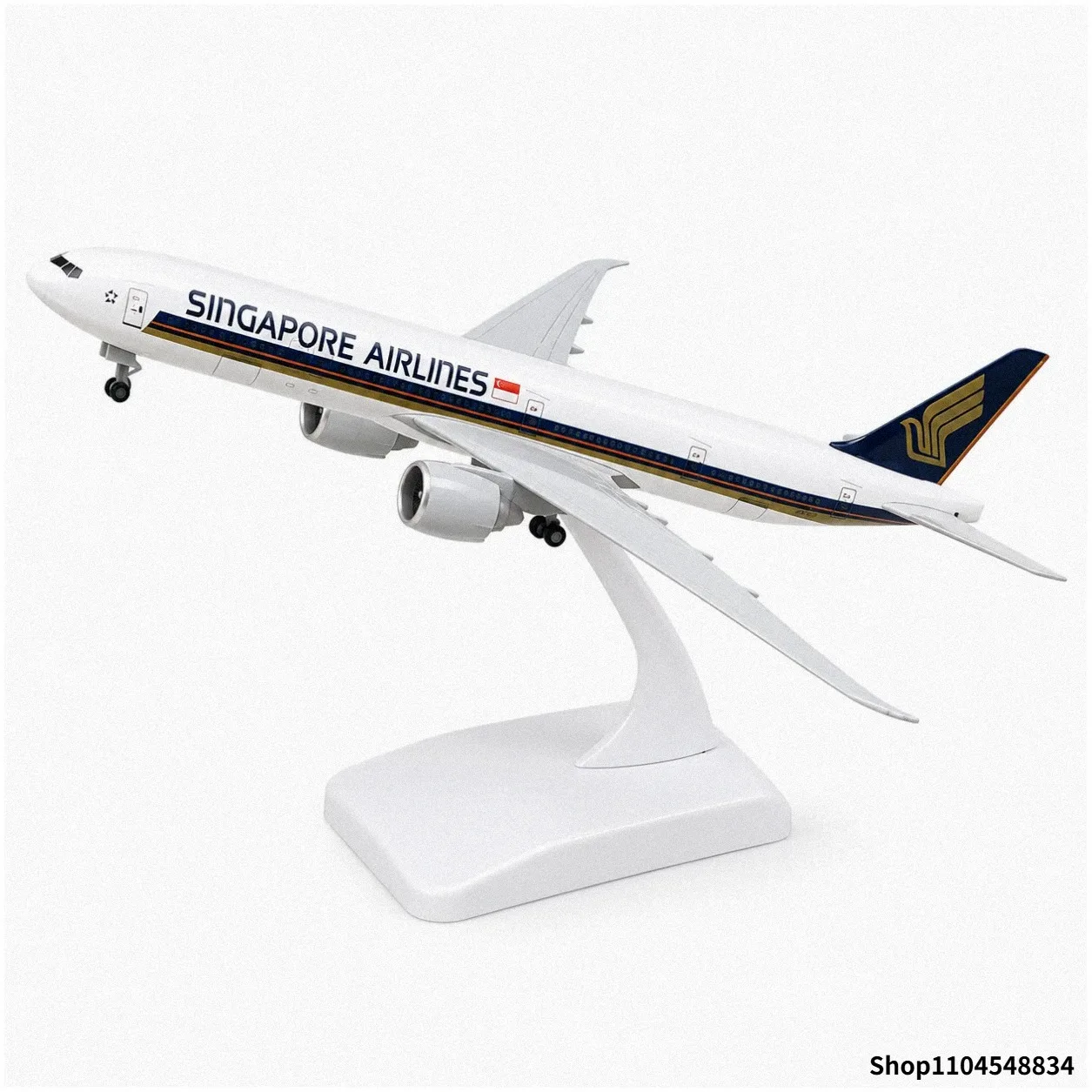 B777 Singapore Airlines Die Cast Metal Airplane Model Toy 20cm with Display Stand Landing Gear Collectible Gift for Aviation Fan