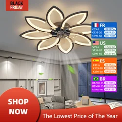 European Remote Control Ceiling Electric Fan Chandelier Dining Table Decoration Led Lights Bedroom Lamps for Room Home-appliance