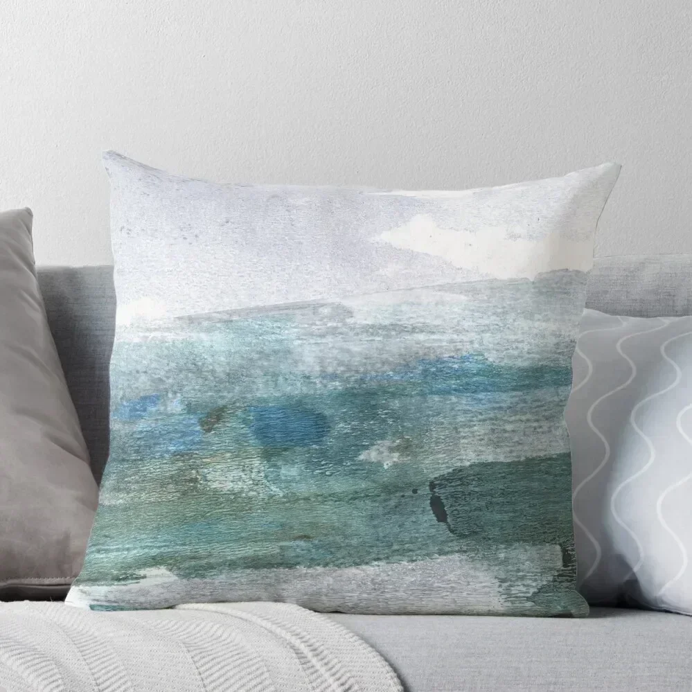 

Minimalist Abstract Seascape Watercolor Painting Throw Pillow Custom Cushion Photo pillows decor home sleeping pillows pillow