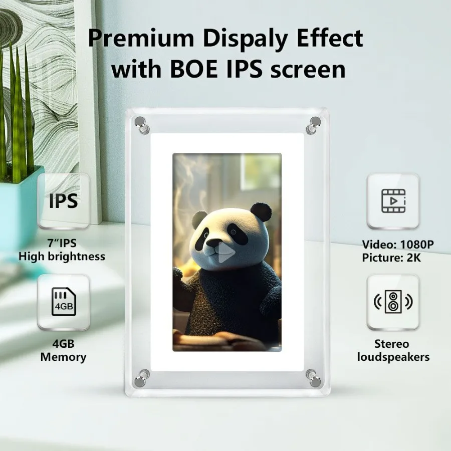 

7 Inch 4GB IPS Screen Video Acrylic Portaretratos Digitales Digital Photo Picture Wifi Frame Signage Racks