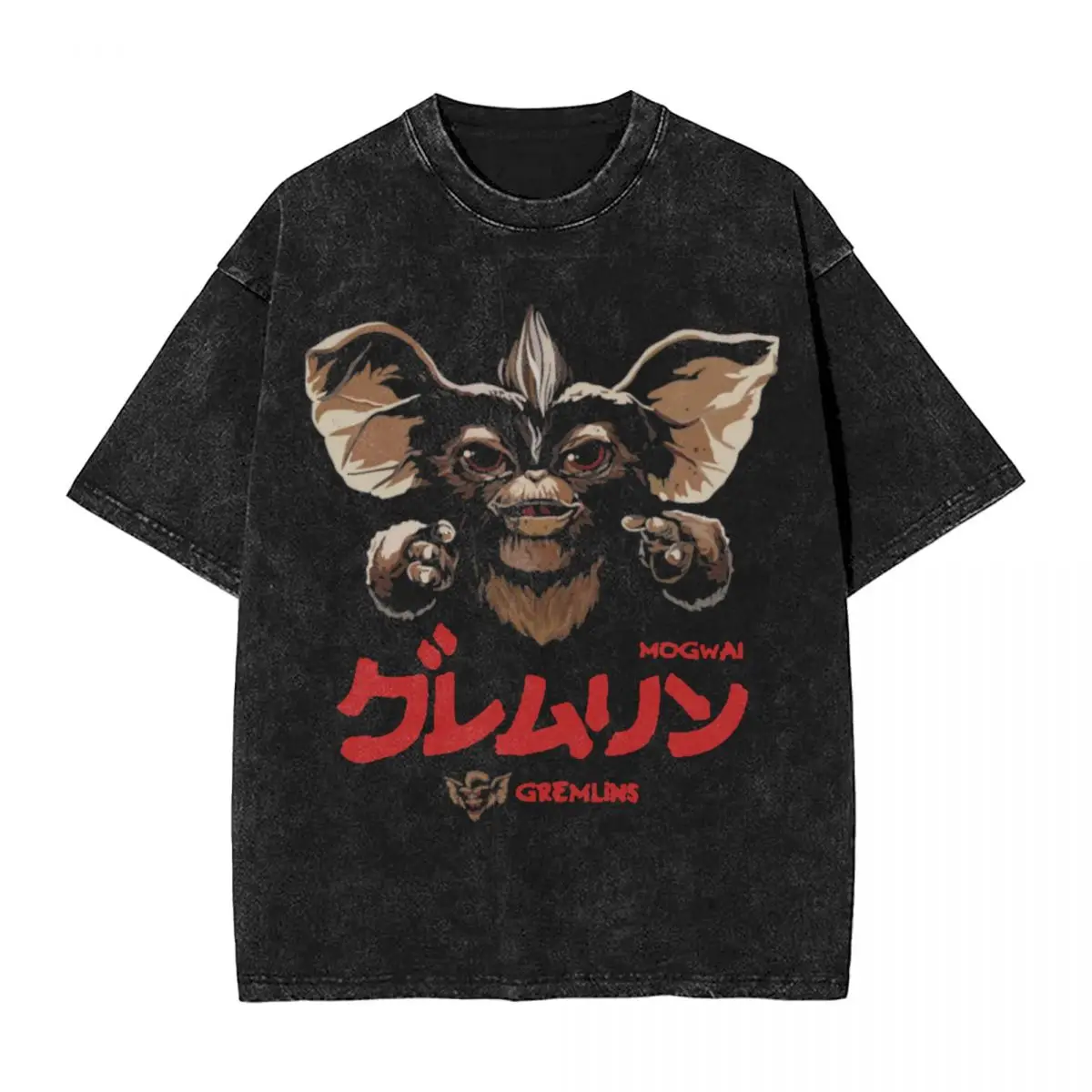 Gremlins Gizmo Mogwai T Shirt Hip Hop Washed 100% Cotton Harajuku T-Shirt 80s Horror Movie Vintage Tops Streetwear Summer Tees