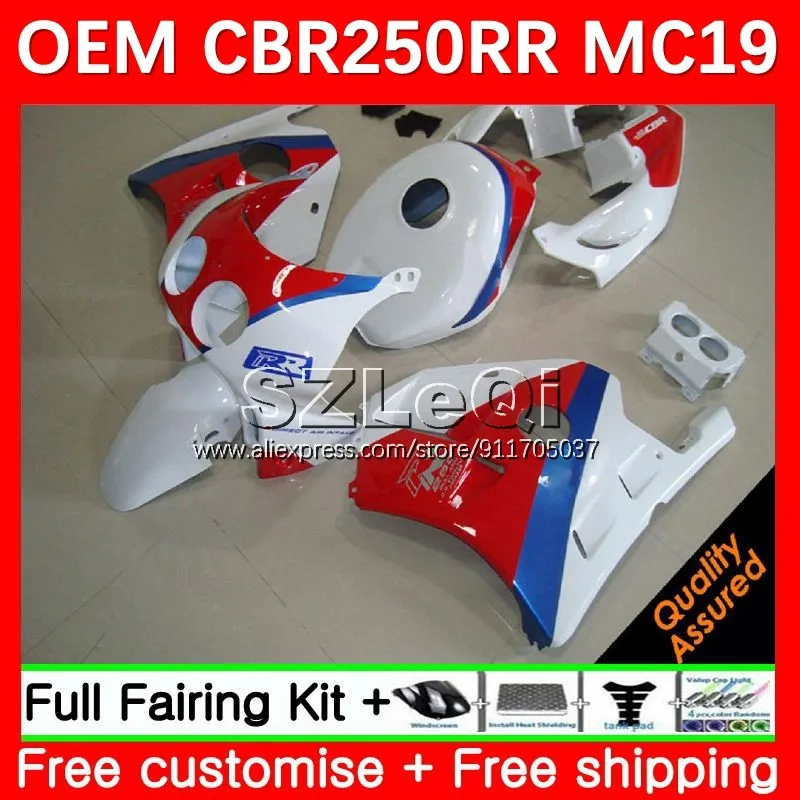 White red Injection Body For HONDA CBR250RR MC19 CBR250 26No.78 CBR 250 RR CC 250RR 88 89 CBR 250CC 1988 1989 + Decal Fairing