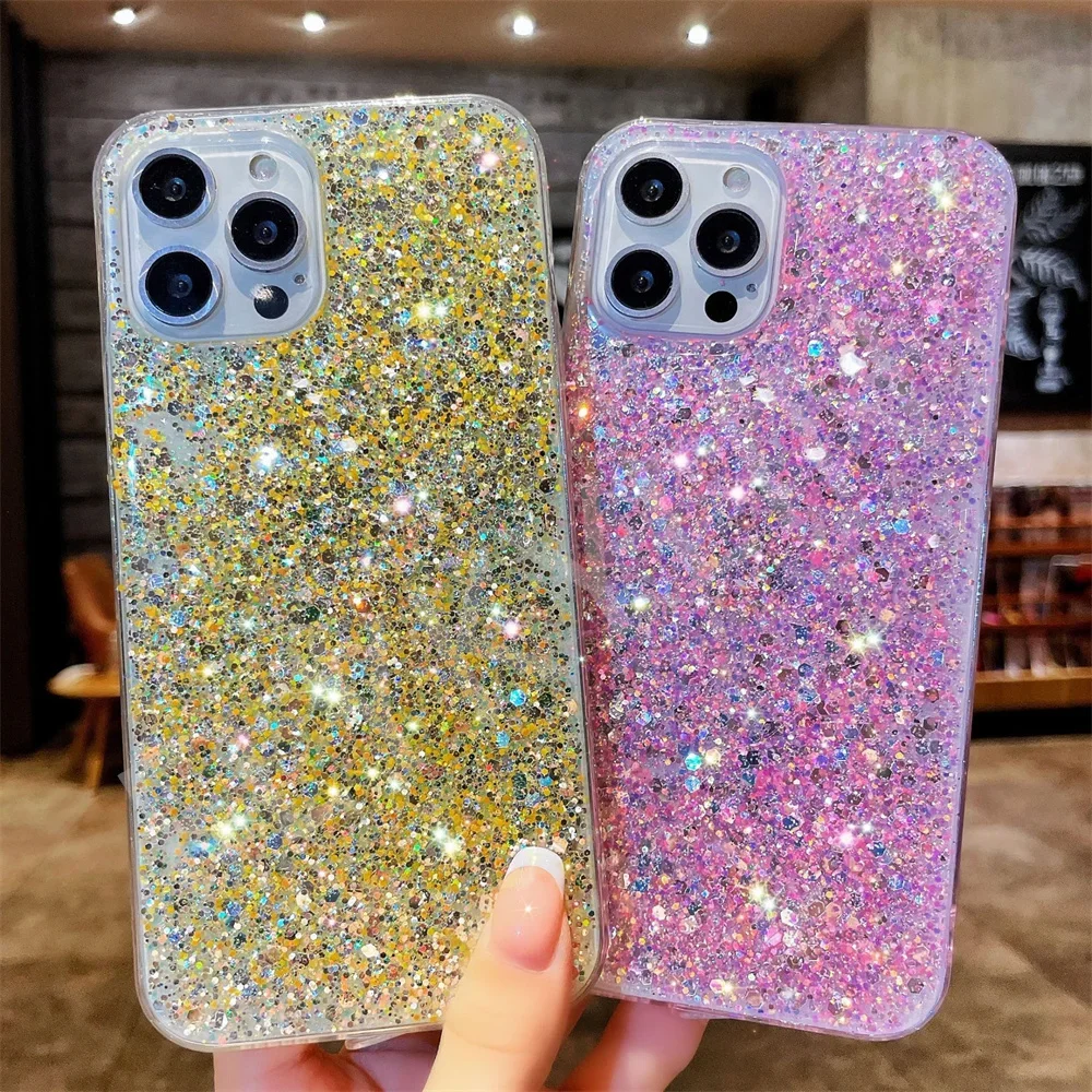 Glitter Luxury Sequin Phone Case For Samsung Galaxy A72 A52 A32 A22 A73 A25 A35 5G A24 A12 A05S A23Shiny Soft Silicone Cover image 2