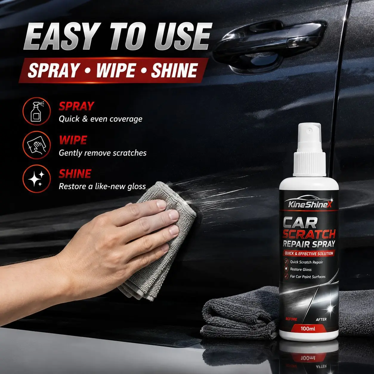 100ml Auto-Kratzer-Reparaturspray, Lackpflege-Politur für leichte Kratzer, Wirbelspuren und Schrammen, Auto-Glanz-Regenerator, 1 Stück/2 Stück Set – Detail 3