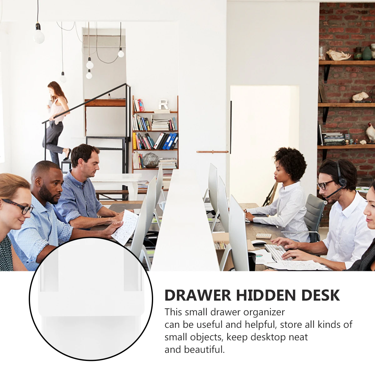 

Drawer Storage Box Self-adhesive Organizer Hidden Desk Stationery Tray Under-desk