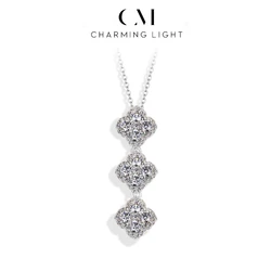 CHARMING Sparkling D Color Moissanite Diamond Necklace 925 Silver Pendant Necklaces Fine Jewelry for Women Gift With Certificate