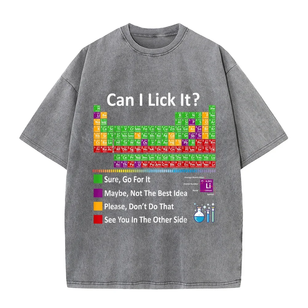 Can I Lick It Periodic Table Chart Science Teacher Cool Meme T-Shirt Luxury Brand Cat Men's Clothing Pet Owner Shirt Lover
