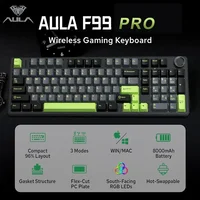 Teclado mecánico para juegos AULA F99PRO, 99 teclas, tres modos, estructura de junta intercambiable en caliente inalámbrica, teclado personalizado con perilla multimedia