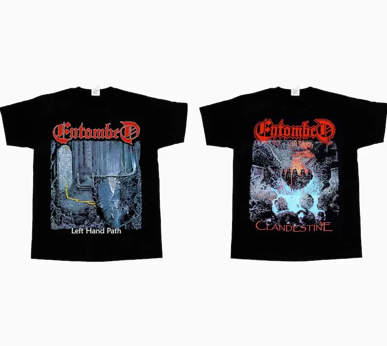 entombed left hand path'90 Clandestine new black short sleeve t-shirt 3 4 5XL