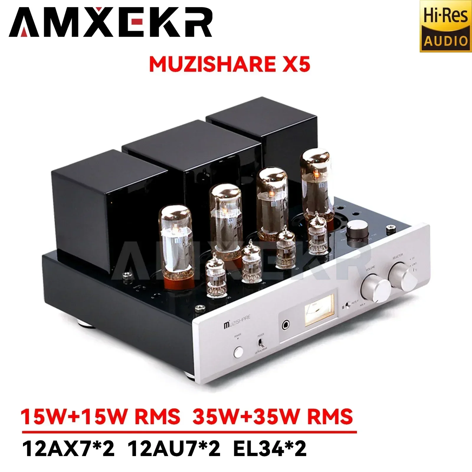 SUQIYA MUZISHARE X5 Integrated Vacuum Tube Amplifier EL34 Do AB1 Push-pull Amplifier 15~35W TR~UL Switch Good Sound Amp Vu Meter