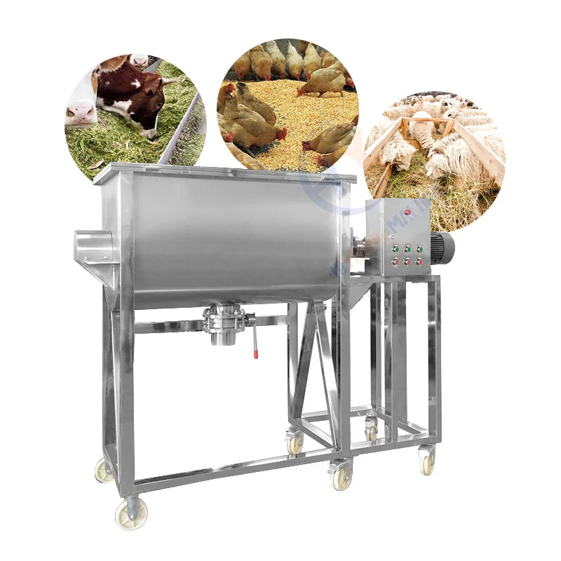 

China Granule Mixer 100 Kg Cement Premix Cattle Animal Feed Mill and Mini Horizontal Feed Mixer for Sale