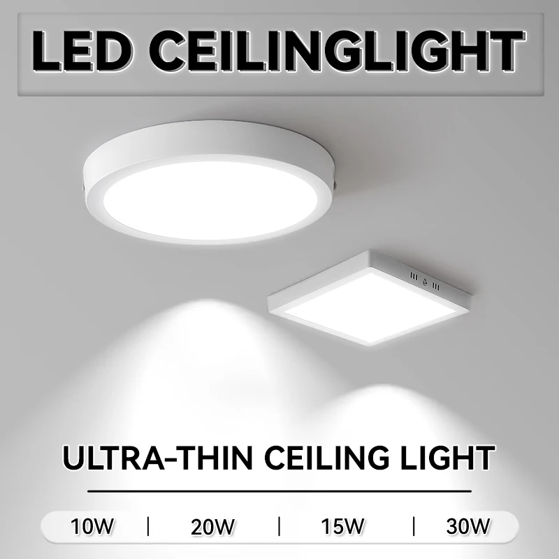 Lámparas de Techo LED de 110V 220V, Lámpara de Panel Ultrafina, Lámpara de Techo LED Cuadrada para Interiores, para Sala de Estar, Dormitorio, Cocina