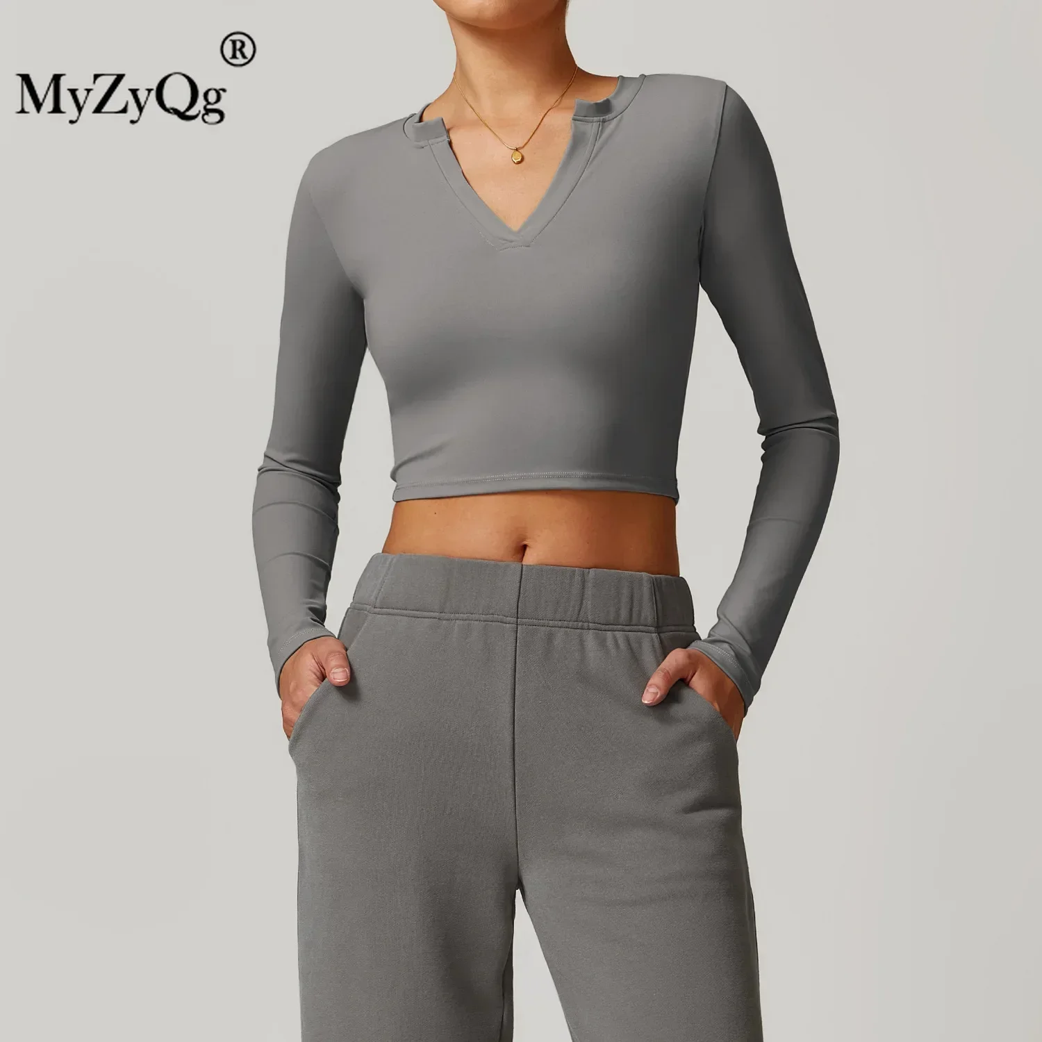 MyZyQg Women Long Sleeve T-shirt Yoga Wear Outdoor Sports Top Stretch Slimming Training Fitness Wear Tight T Shirts