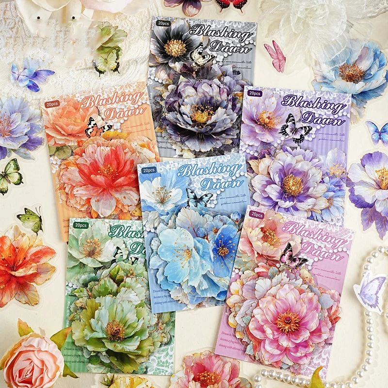 Gilded Flower Language Series Vintage Floral Landscape PET Sticker Creative DIY Journal Material Collage Stationery