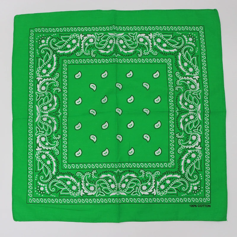 Earthy Color Green Yellow Paisley Headscarves Cotton Bandana For Women Girl Men Heawear Hair Bands