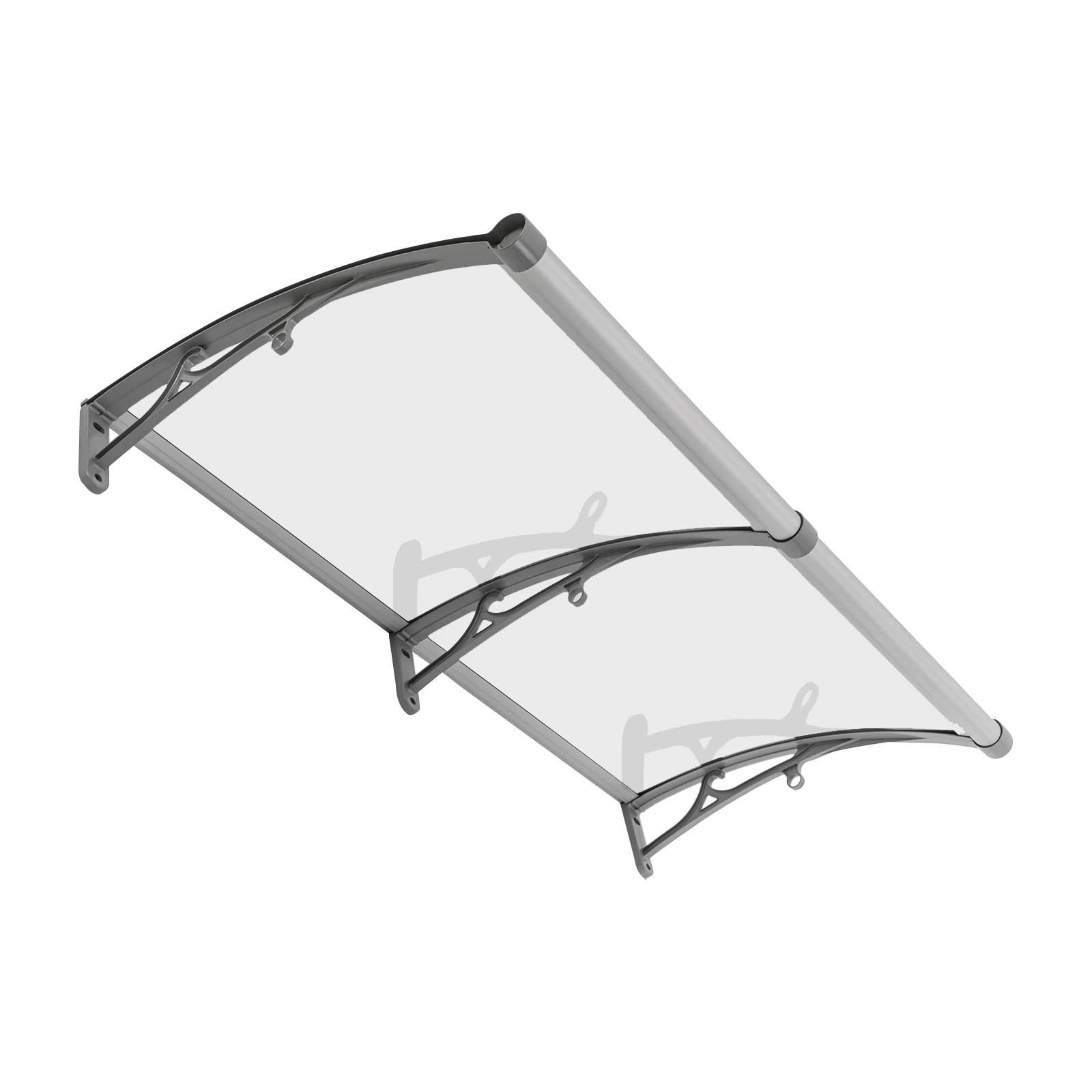 Vordach für Haustür 120 X 60 cm Transparentes Bogen-Vordach Aluminiumlegierungs-Halterung Maximallast 440,92 lbs Dach-Vordach Regenschutz – Detail 29