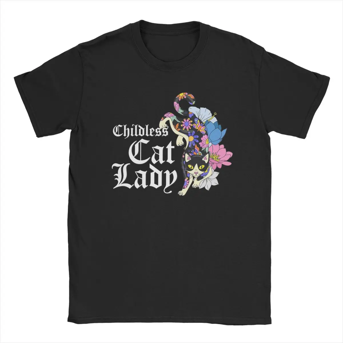 Childless Cat Lady Men's T Shirt Vintage Tees Short Sleeve Crewneck T-Shirt Pure Cotton New Arrival Clothing