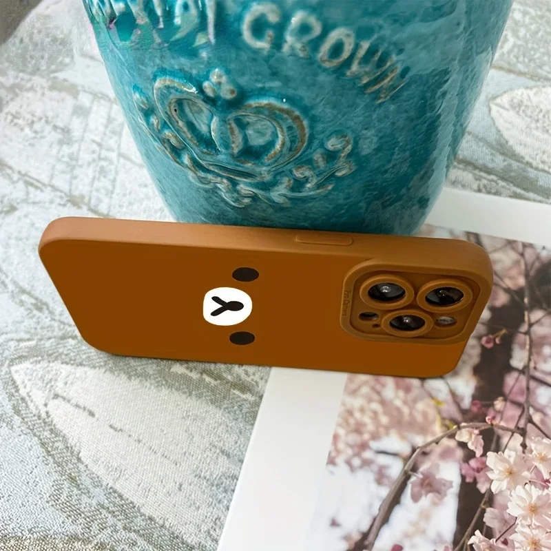 Rilakkuma Cute Cartoon Bear Phone Case Anti Fall Brown IPhone Case for IPhone 15 14 13 12 11 Pro Max XR Silicone Case Cover