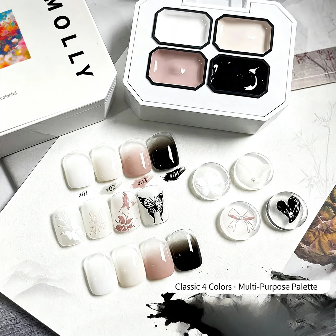 4-Color Palette Invisible Free Edge Sponge Gel 2026 New Arrival Seamless Gradient Blending Free Edge Covering & Transfer Effect