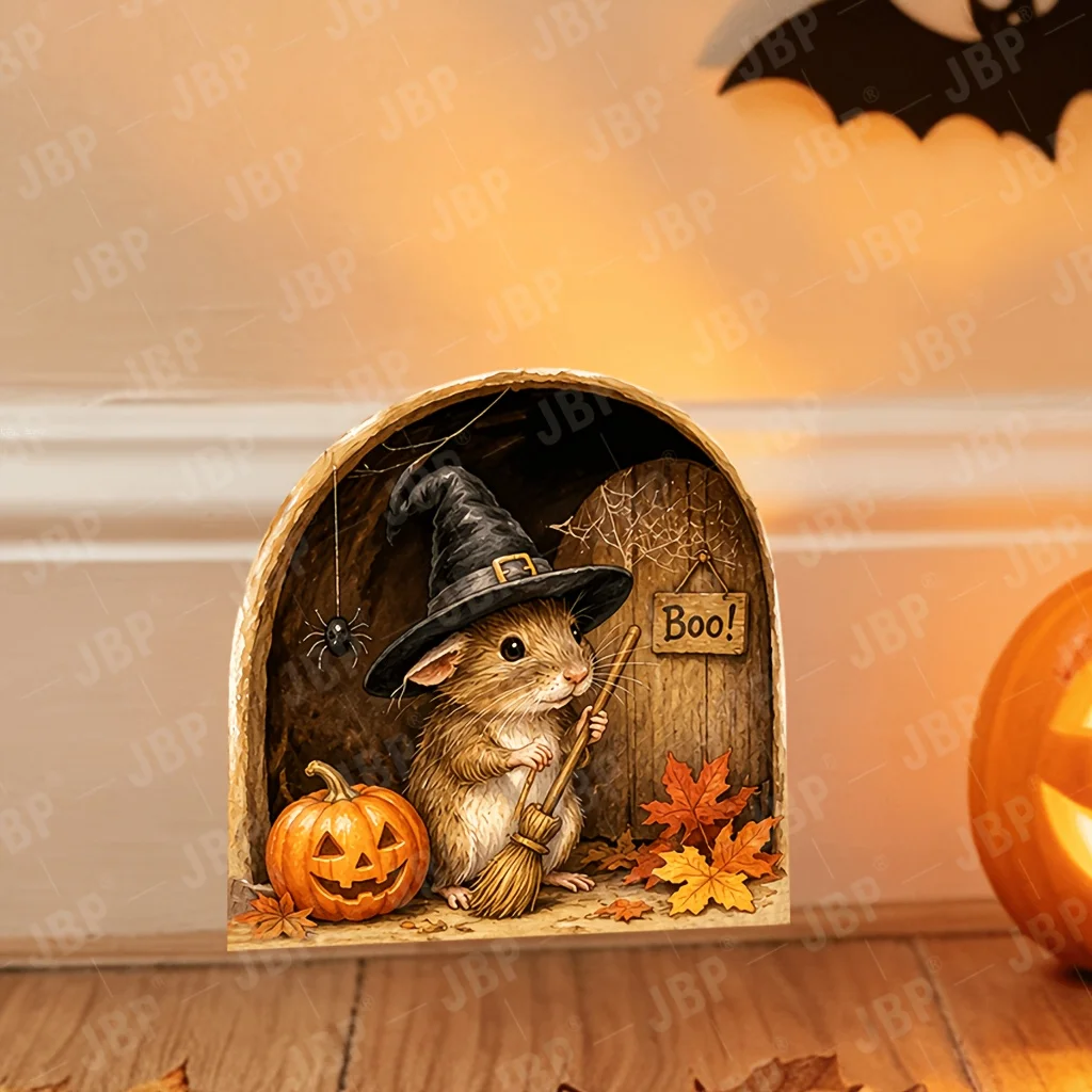 Halloween Mouse Wall Sticker,Mouse and Pumpkin Designs, Matt Animal-print Decorative Sticker for Wooden Floors & Bedhead Corners