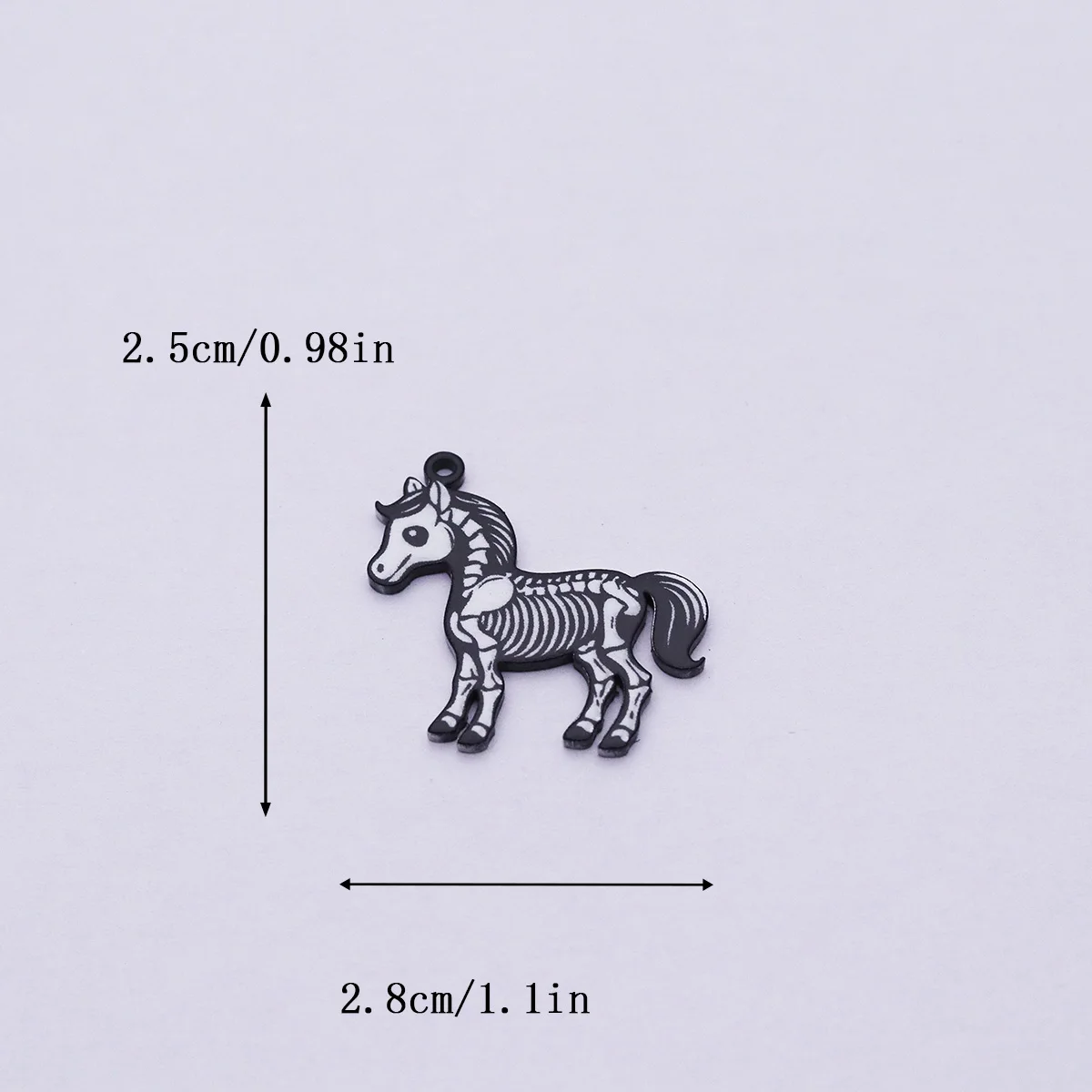 2pcs Punk Horse Stainless Steel Dark Black Fossil Skeleton Pendant Charms for Jewelry Making Necklace Halloween diy Accessories